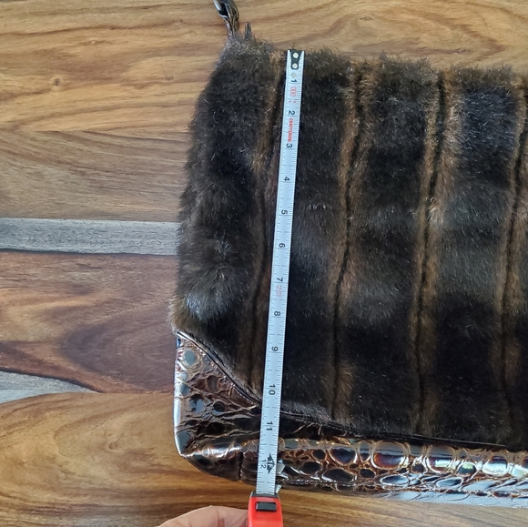 "Jayne" Faux Fur Bag, Like New, Zipper Pocket, Purse, Shades of Brown - Picture 7 of 8